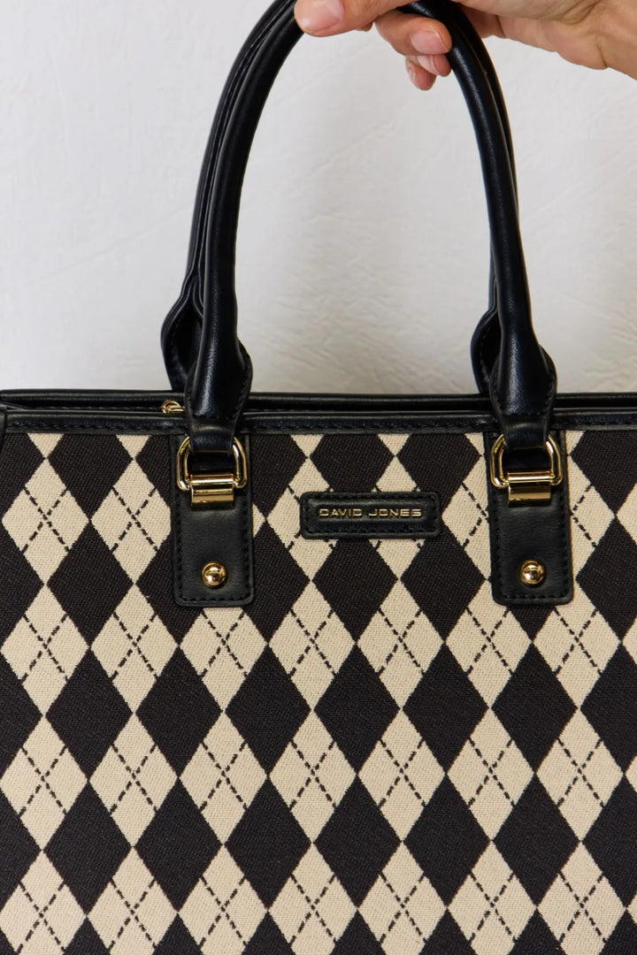 David Jones Argyle Pattern Pu Leather Handbag