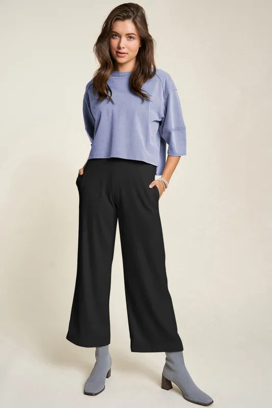Davi Dani Wide Leg Mid Rise Pants