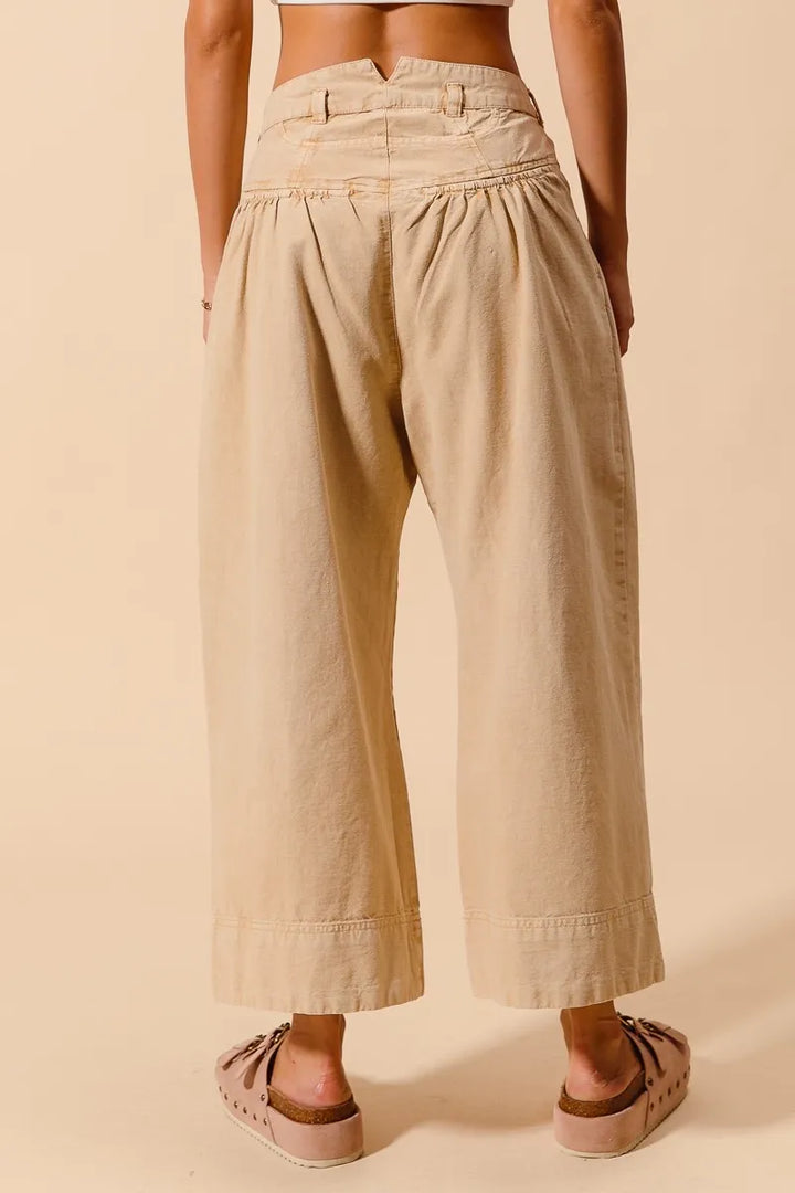 Oatmeal So Me Mid Rise Wide Leg Chino Pants With Pockets