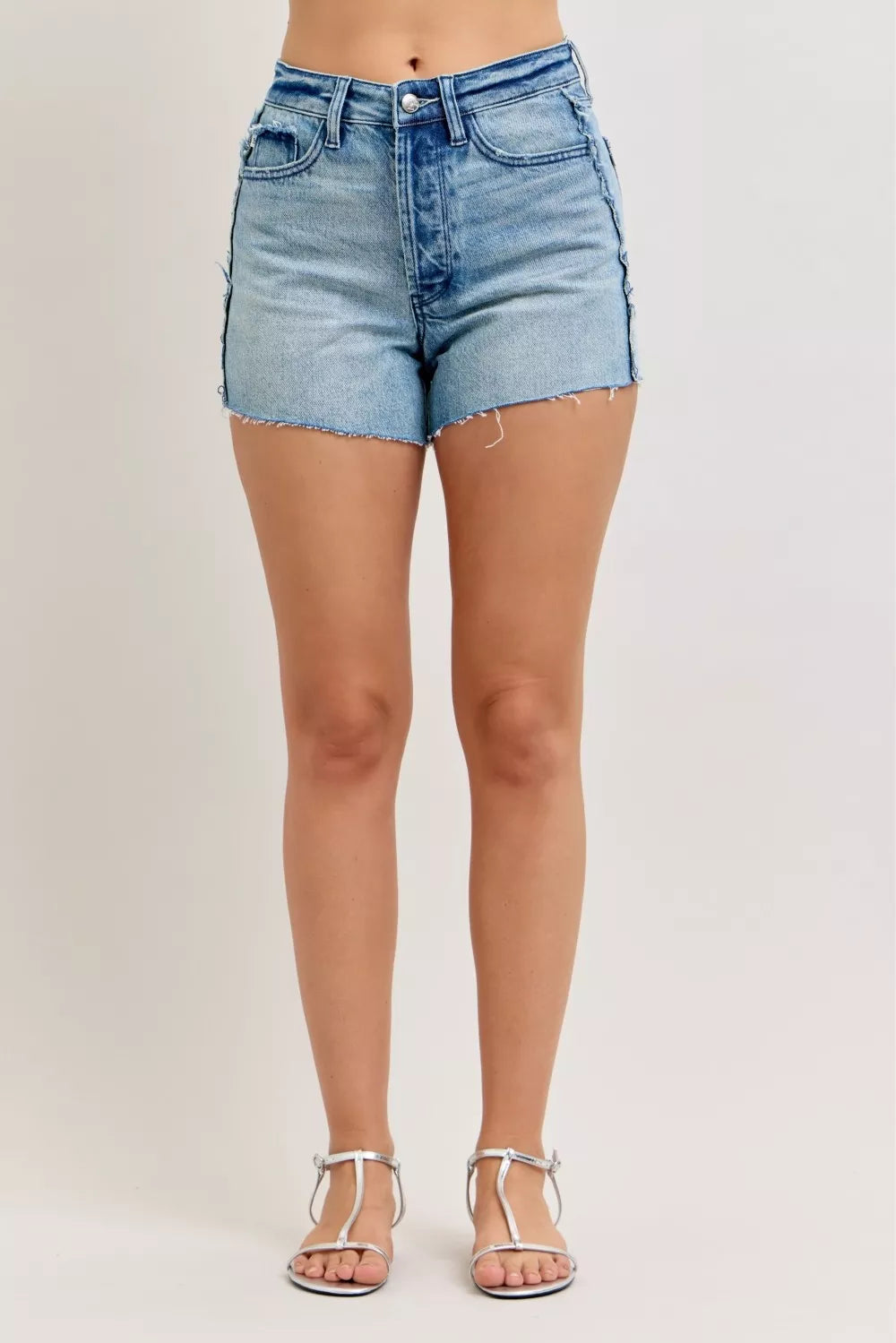 Md Judy Blue Hw Rigid Magic Cut Off Denim Shorts With Raw Side Seams
