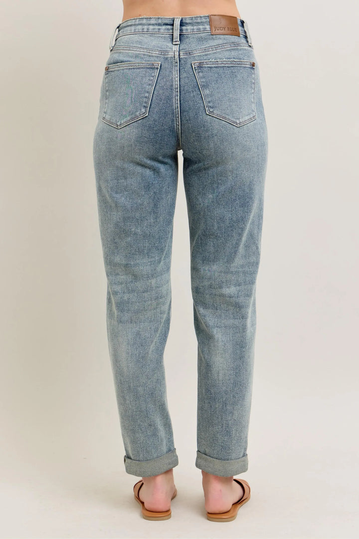 Md Judy Blue Full Size Hw Vintage Wash Double Roll Cuff Bf Jeans Plus Size