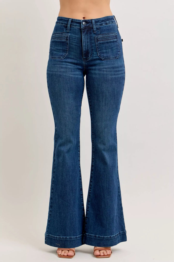 Dk Judy Blue High Waisted Flare Jeans With Front Pockets