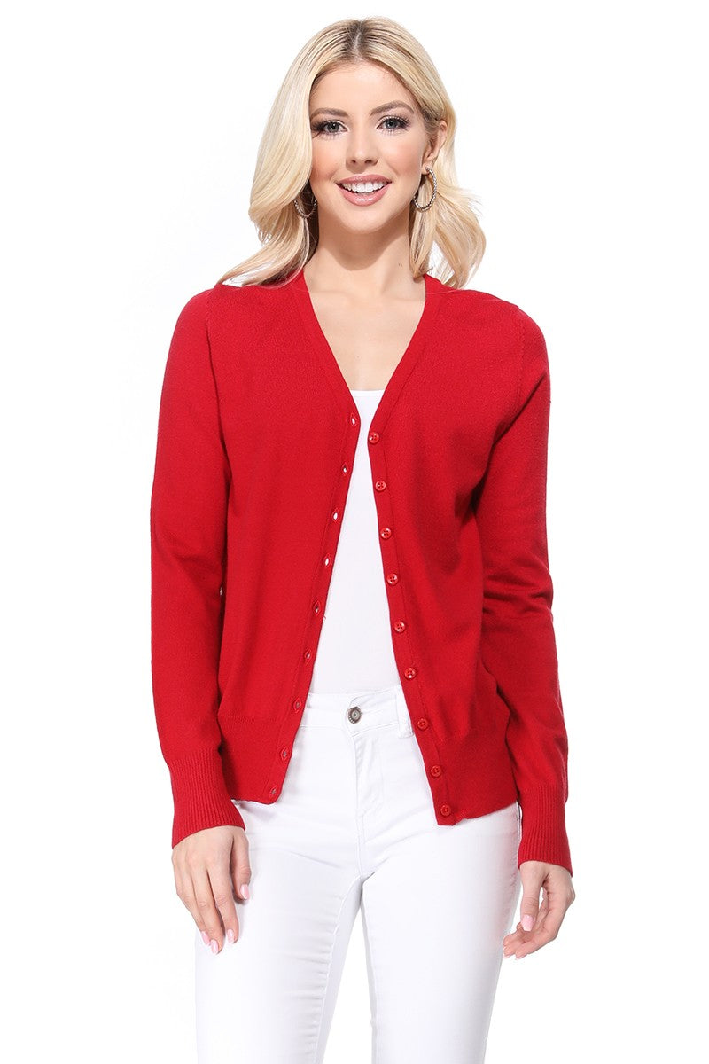 Royal Blue Womens V Neck Button Down Knit Cardigan Sweater