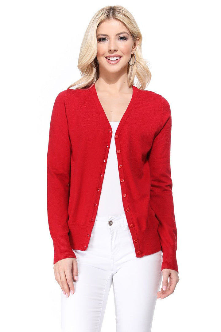 Royal Blue Womens V Neck Button Down Knit Cardigan Sweater