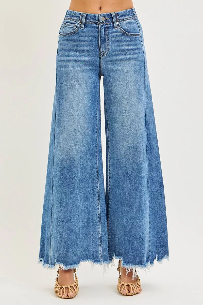 Medium Risen High Rise Ankle Wide Jeans
