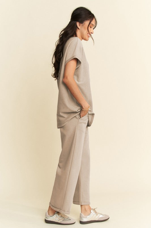 Davi Dani Round Neck Short Sleeve Top And Pants Set