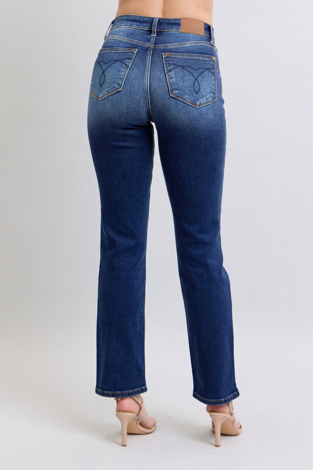 Dark Judy Blue Full Size Washed Straight Leg Jeans With Pockets