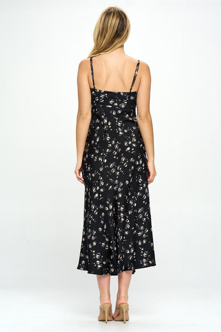 Black Satin Floral Maxi Dress