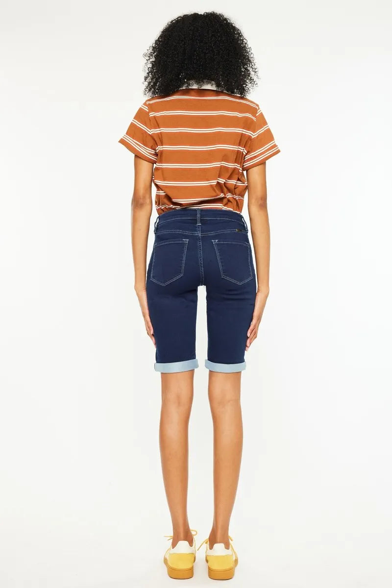 Dark Kancan Mid Rise Bermuda Denim Shorts