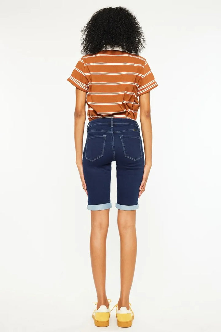 Dark Kancan Mid Rise Bermuda Denim Shorts