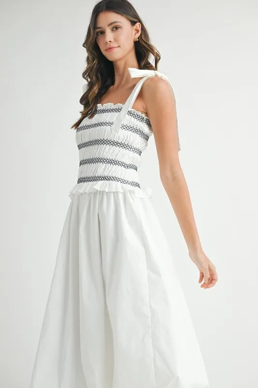 Mable Smocked Bodice Bubble Midi Dress 1