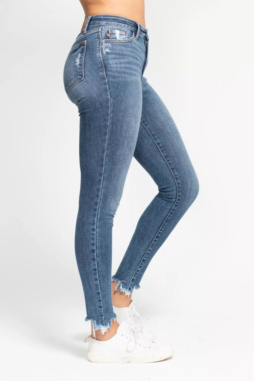 Md Judy Blue High Waist Skinny Jeans With Destroy Shark Bit Hem