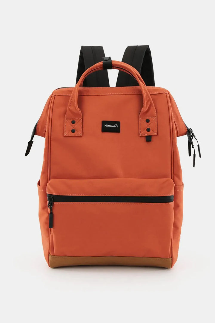 Orange Himawari Waterproof Canvas Travel Backpack Bag With Usb Port