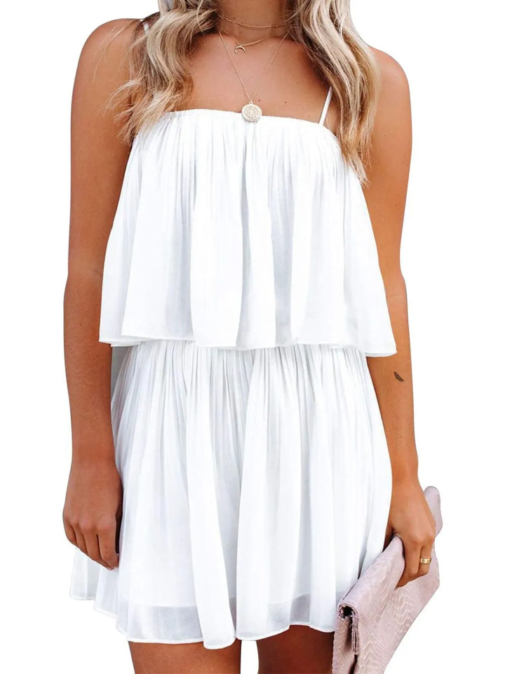 Black Ruched Spaghetti Strap Romper