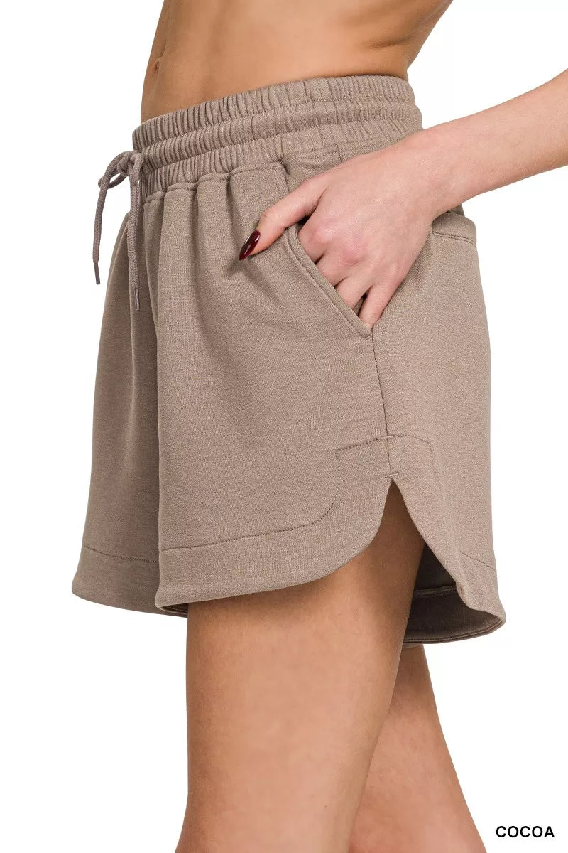 Cocoa Zenana Scuba Elastic Waistband Shorts With Pocket 2