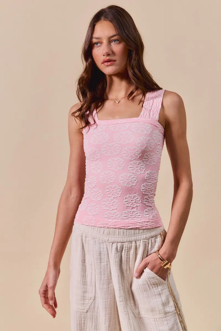 So Me Two Tone Floral Seamless Tank Top 7