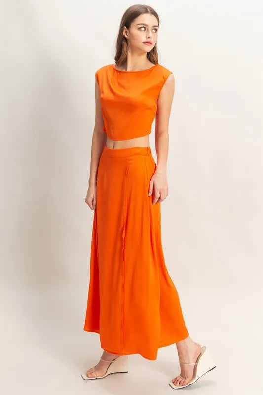 Orange Hyfve Sleeveless Top And Maxi Skirt Set 2