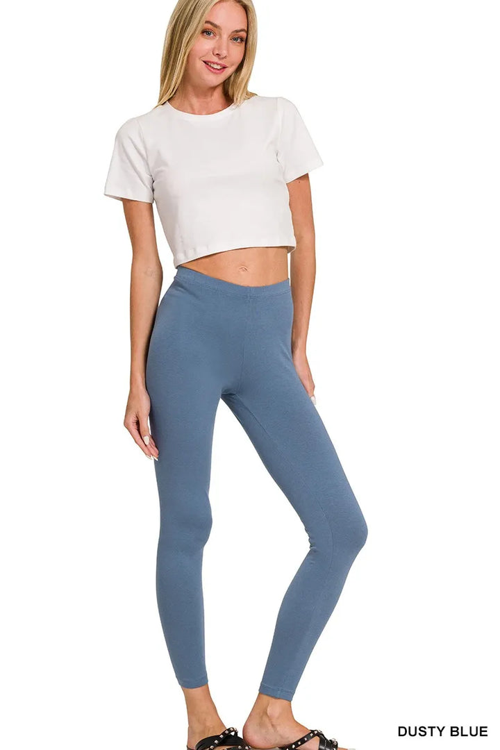 Zenana Cotton Round Neck Top Legging Set 2