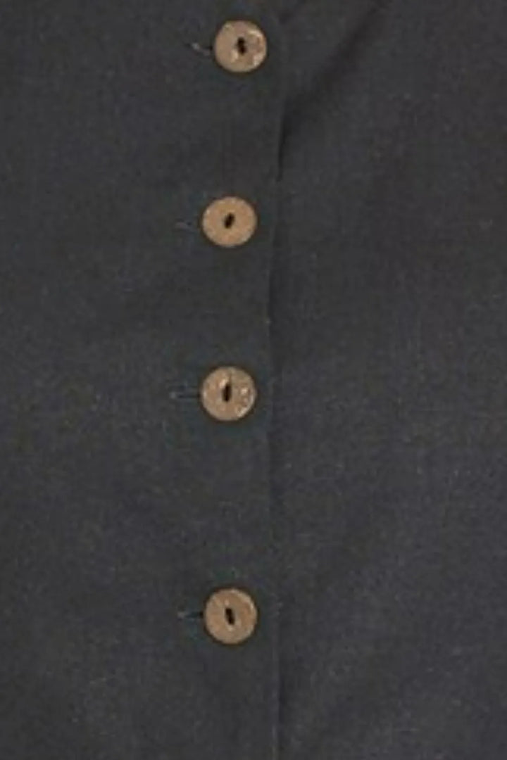 Black Zenana Linen Button Down Vest