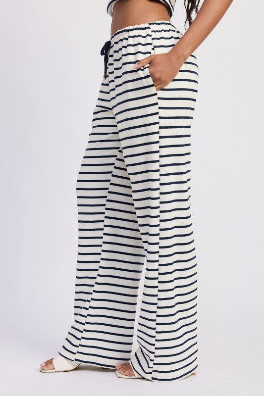 Striped Pants With Elastic Waist Band