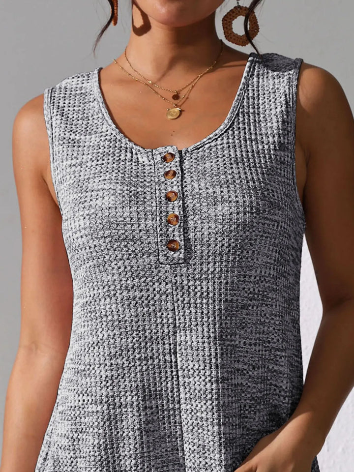 Green Full Size Button Front Romper With Pockets Plus Size