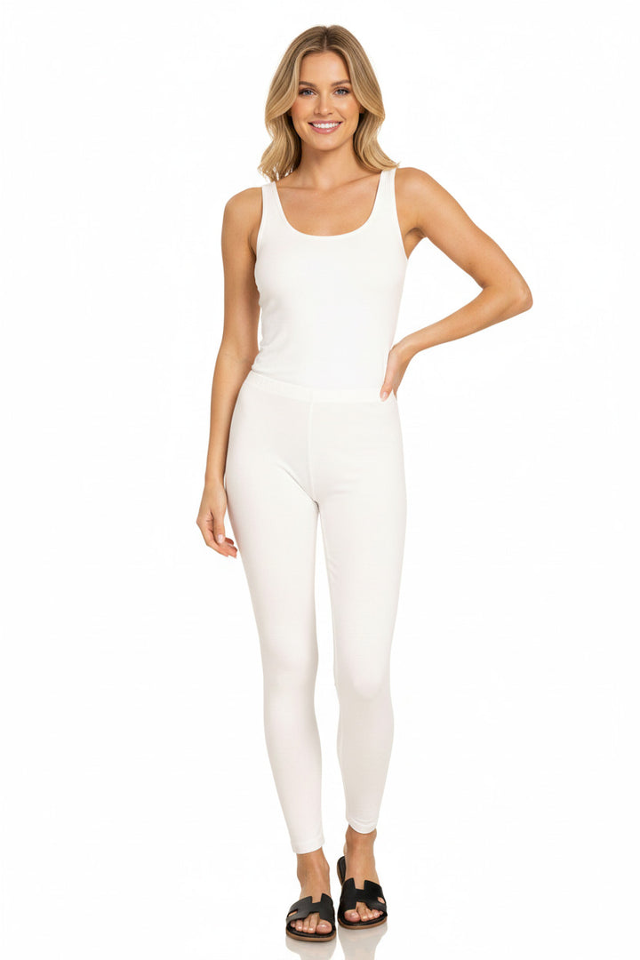 White Zenana Premium Cotton Full Length Leggings 2