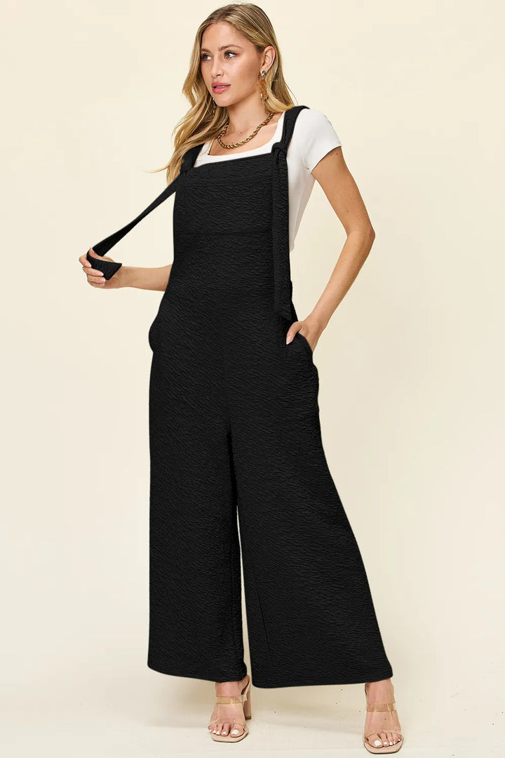 Black Double Take Full Size Sleeveless Wide Leg Jumpsuit