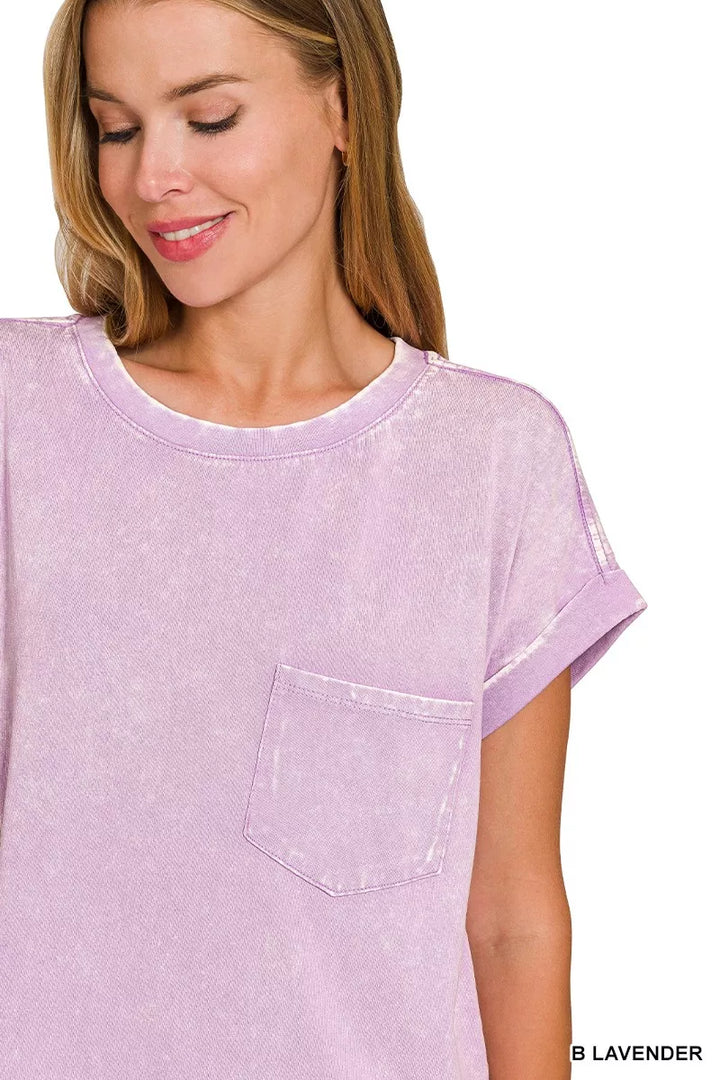 B Lavender Zenana Premium Cotton Washed T Shirt Dress 1