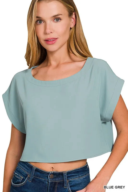 Zenana Heavy Woven Span Crop Tee Skirt Set 6