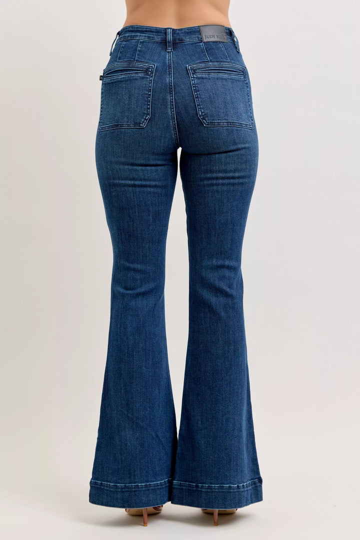 Dk Judy Blue High Waisted Flare Jeans With Front Pockets