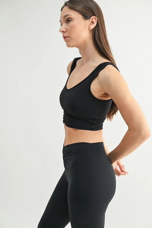 Black Mono B Ruched Front Active Tank 4