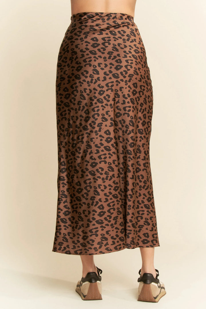 Davi Dani Leopard Animal Print Long Length Skirt
