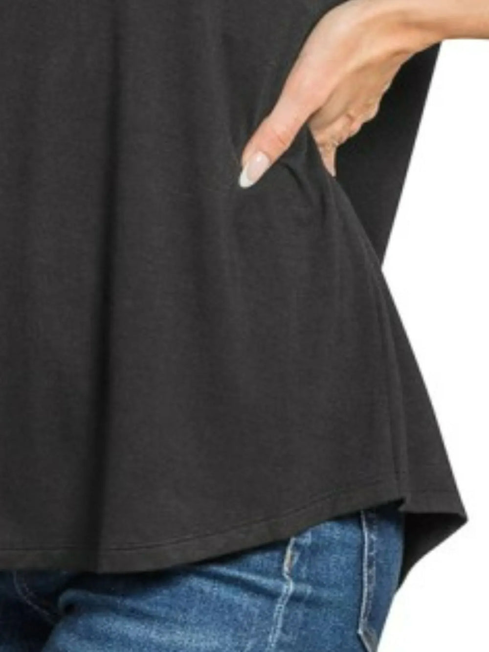 Black Zenana Flowy Round Hem Rayon Short Sleeve T Shirt