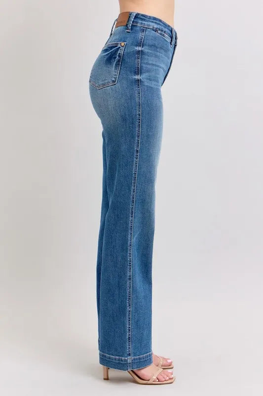 Md Judy Blue Full Size High Waist Contrast Thread Straight Plus Size