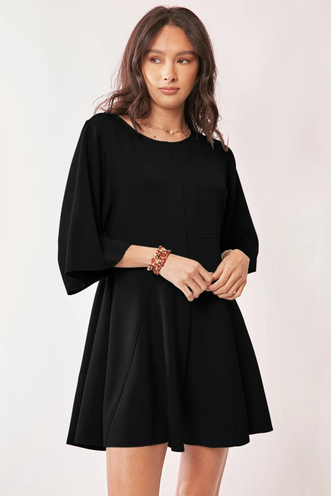 Black Davi Dani Solid Draped Sleeve Ties Back Skort Romper