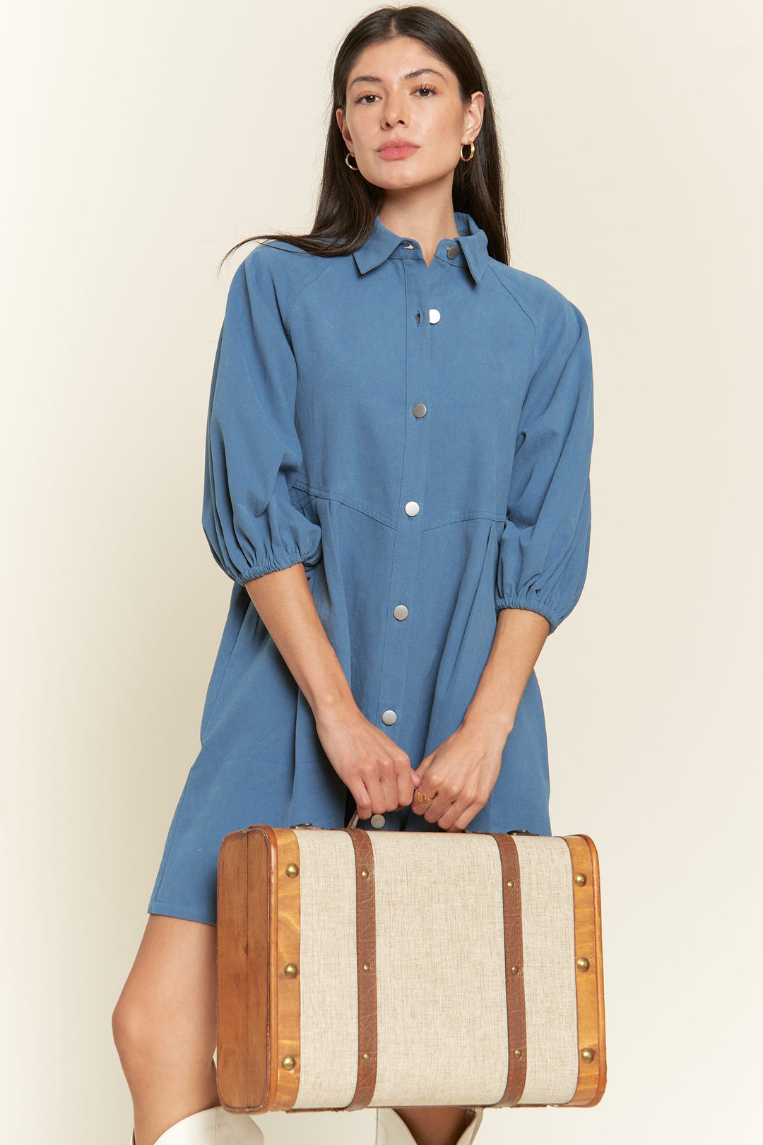 BLUE Washed Denim Style Dress