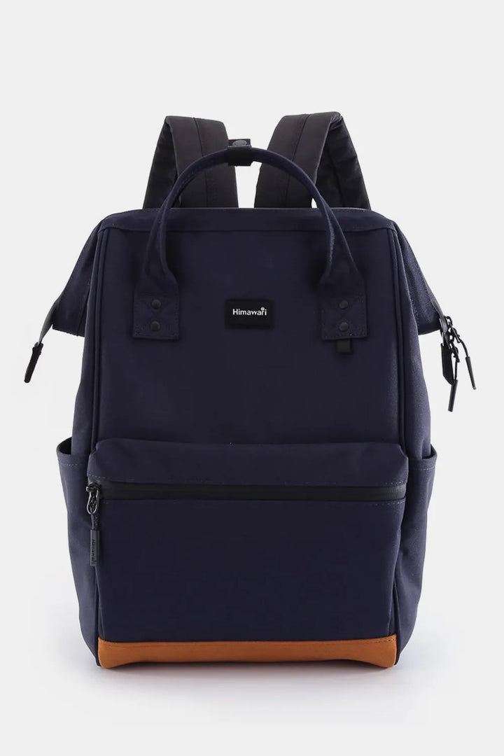 Navy Himawari Waterproof Canvas Travel Backpack Bag With Usb Port