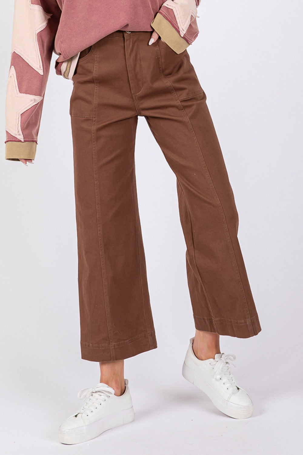Sage Fig Wide Leg Cropped Pants