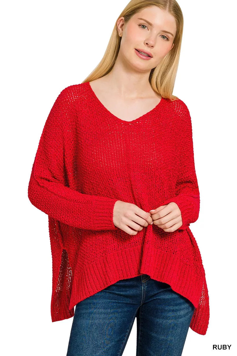 Ruby Zenana Dolman Sleeve V Neck Sweater 2