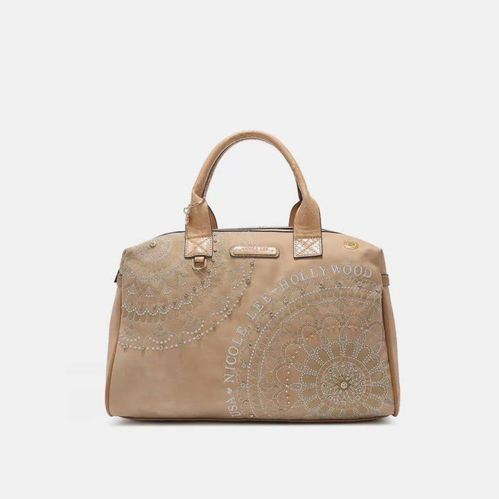Beige Nicole Lee Usa Rhinestone Decor Boston Bag