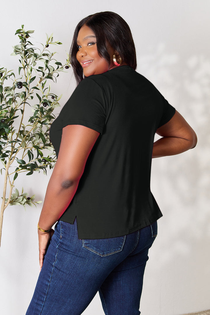 Chestnut Basic Bae Full Size Round Neck Short Sleeve T Shirt 1