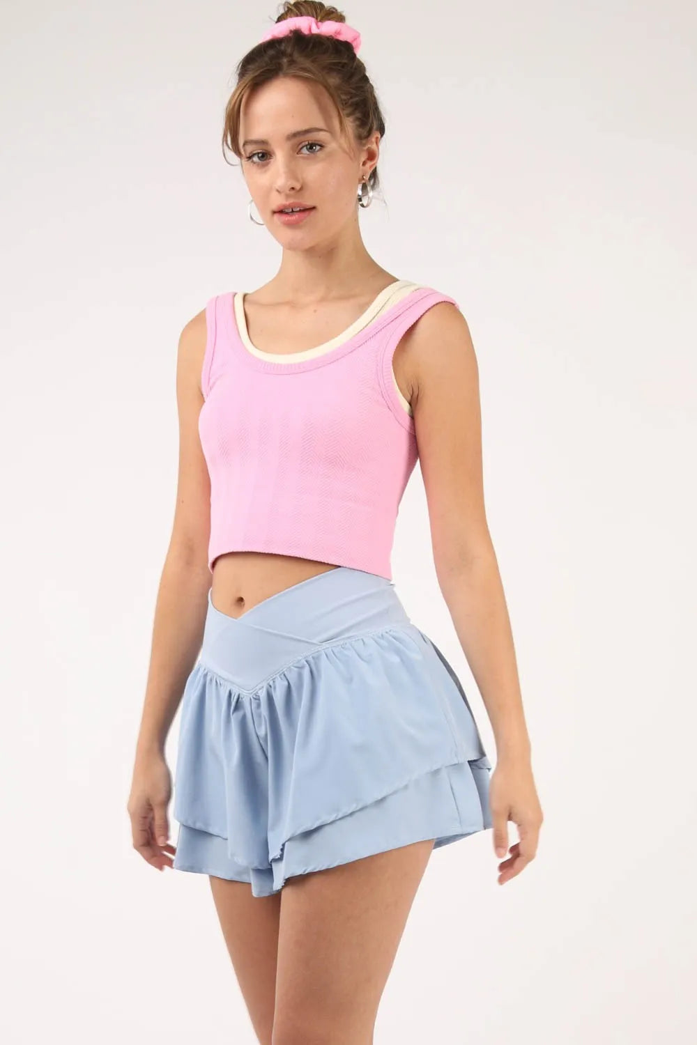 Sky Very J V Shaped High Waist Layered Active Shorts 1