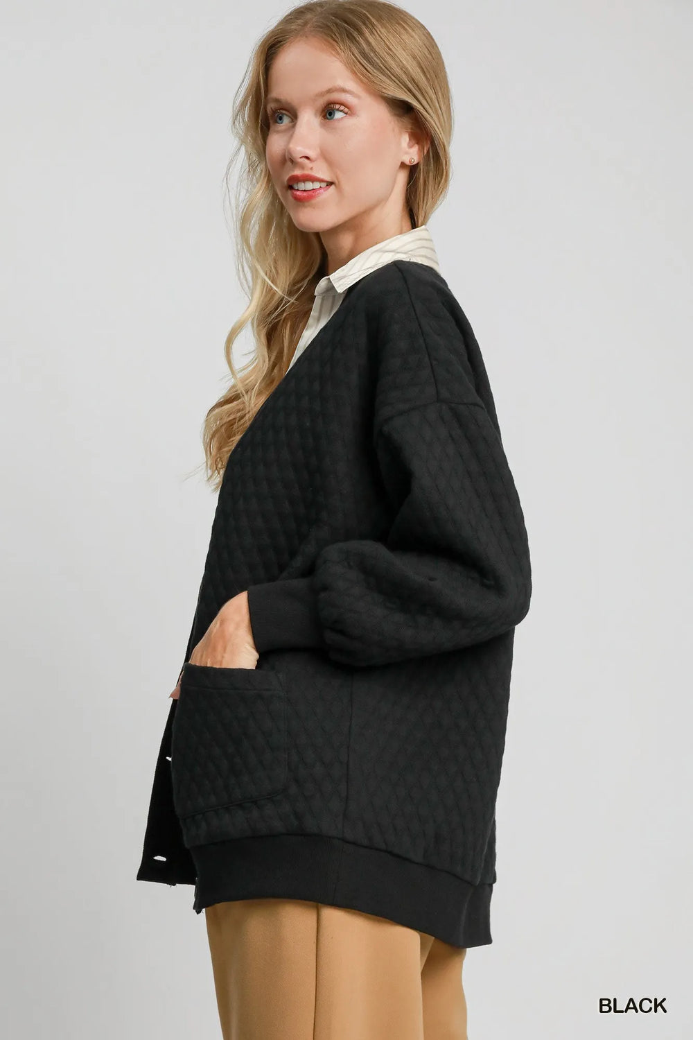Black Umgee Button Up Jacquard Cardigan