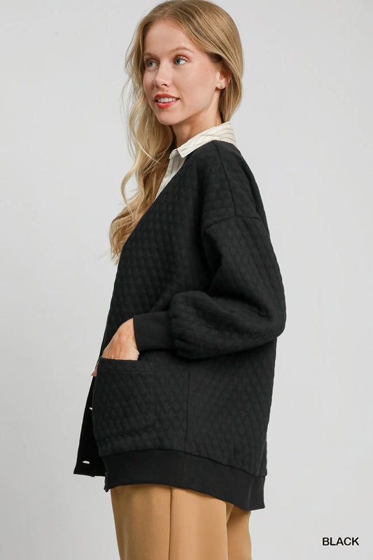 Black Umgee Button Up Jacquard Cardigan