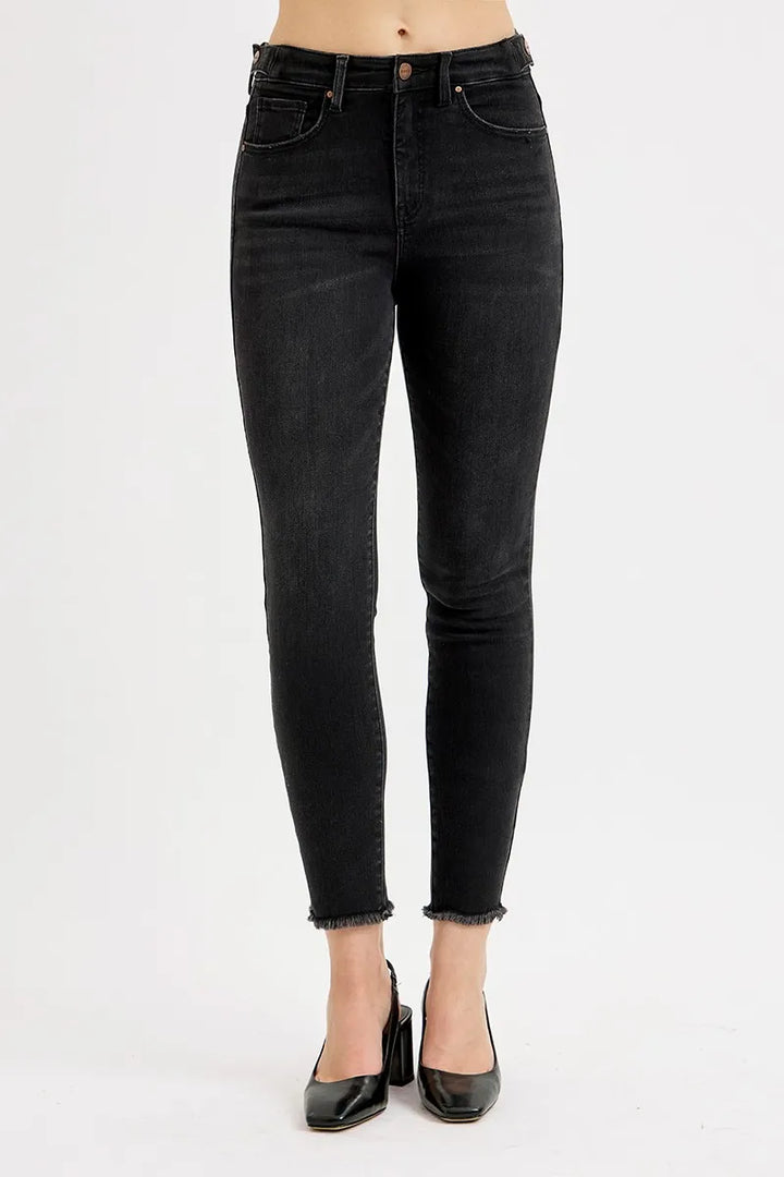 Black Risen Full Size Tummy Control High Rise Adjustable Waist Skinny Jeans Plus Size