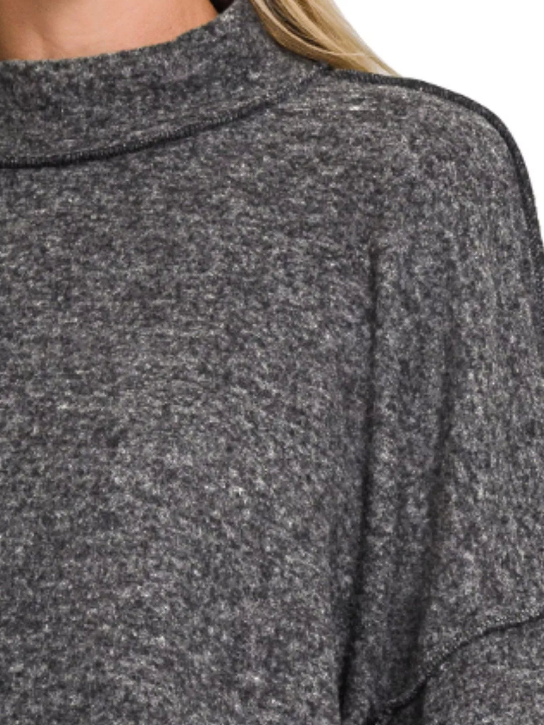 Zenana Brushed Melange Hacci Cropped Sweater