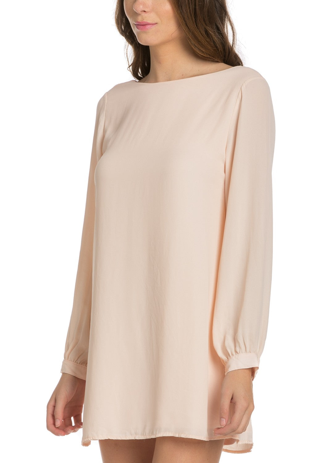 Coral Long Sleeve Shift Dress Coral