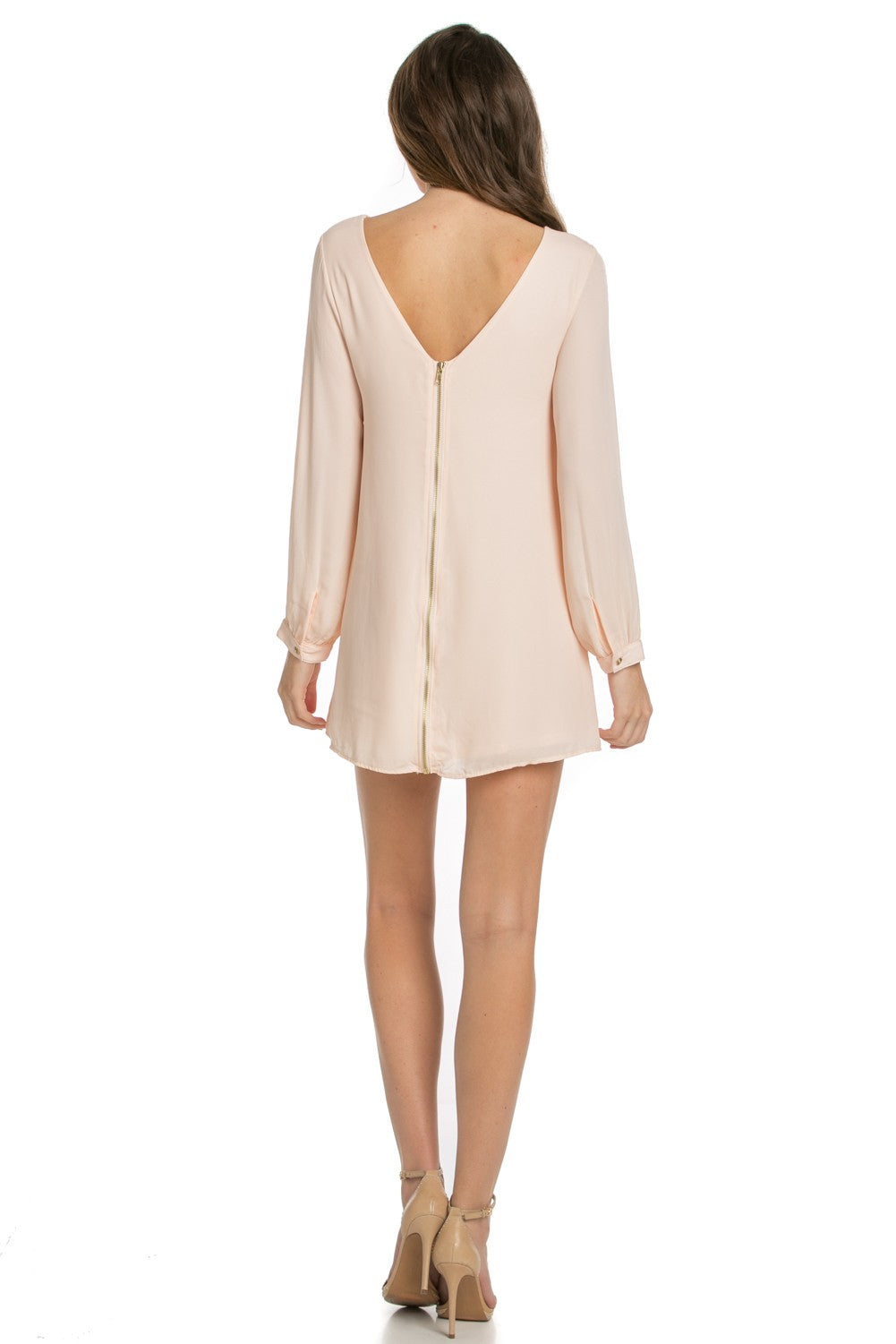 Blush Long Sleeve Shift Dress Coral
