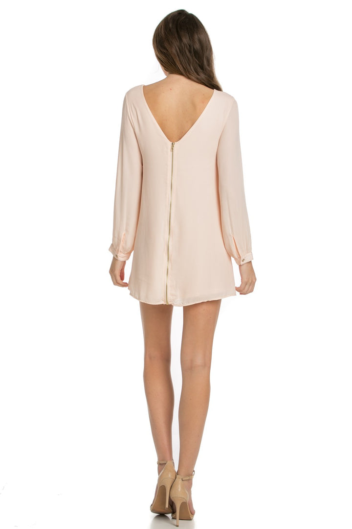 Blush Long Sleeve Shift Dress Coral