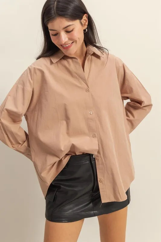 Tan Hyfve Button Down Long Sleeve Shirt
